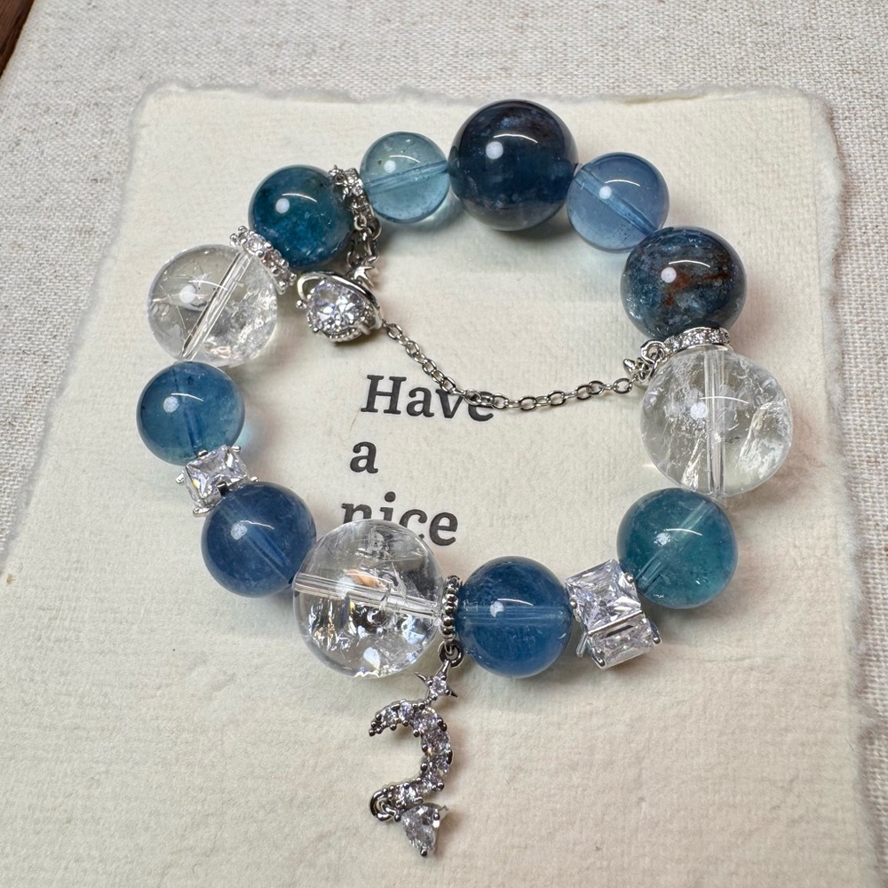 Highest-Quality Aquamarine Starry Sparkle Charm Bracelet